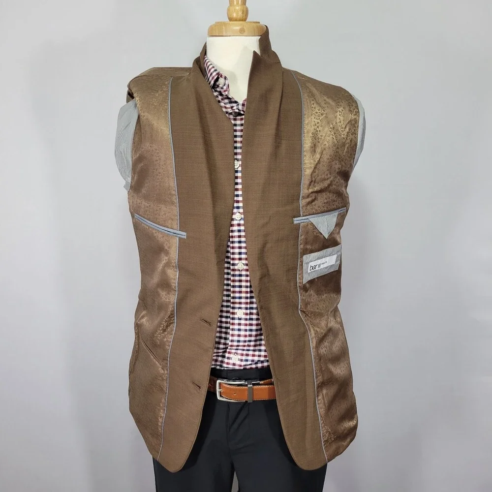 BAR III Men's Sport Coat Blazer Two Button Brown Wool Blend Size 40L NEW W/O TAG